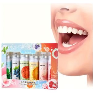 6-Pack Ademverschaffende Spray Set - Draagbare Mondwater, Fruit Aromatische Mond Spray, Date Night Mondwater , Hypoallergene, Langdurige Fruit , Frisse Munt Adem Keer