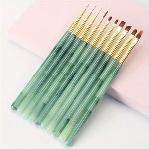 Ten-piece Nail Art Pen Set, Painted Line Pen, Smudge-dyed Acrylic Ink-style Green Nail Art Pen
