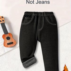 Meisjes Denim Fleece Gevoerde Lange Broek, Jongens Winter Denim Broek, Kinderen Outdoor Casual Veelzijdige Warme Broek, Winterbroek voor Meisjes, Winterbroek voor Jongens, voor Buiten, Voor
