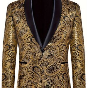 Paisley Blazer met Eén , Heren Casual Revers Pakjas voor Lente Herfst Feest Diner