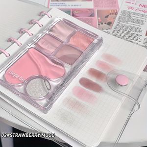 5-Kleuren Oogschaduwpalet - Matte & Glanzende Tinten in Roze, Oranje, , Rood, Nude - Veelzijdig voor Concealer, Blush & Contouren met Geometrisch Ontwerp