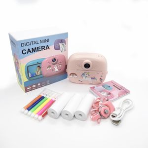 Kinderen Instant Fotoprinter Camera met 2,4" Scherm & Directe Afdrukken - Roze/Blauwe Camera met 3 Rol Simulators, Riem & Lijst - Draagbare Printer voor Feestjes, Vakantie, Fotohokje Accessoire