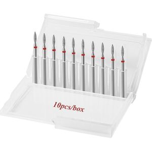 10-delige Diamond Flame Cuticle Boorset - Professionele 3/32'' Nagelbits voor Manicure & Pedicure, Verwijdering van Dode Huid, Salonkwaliteit Gereedschap (Fine-F)