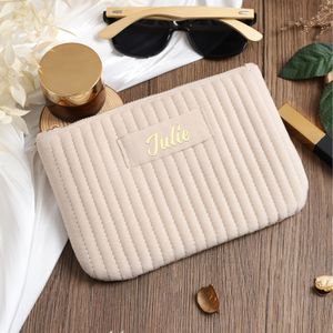 Gepersonaliseerde Naam Corduroy Make-up Tas - Draagbaar Ontwerp voor Reizen of dagelijks Gebruik, Schoonheidsspecialist Tool Organizer Pouchtje