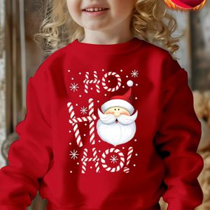Meisjes Witte Kersttrui met Santa & Print - Lange Mouwen Winter Warme Pullover, Candy Cane & Sneeuwvlok Appliqué, Ronde Hals Casual Trui voor Kerstfeesten &