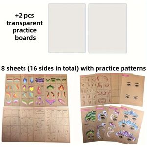 Faciaal Schilderen Professionele Oefenbord, Gezichtspositioneringssjablonenset met Herbruikbare Transparante Oefenplaten – Ideaal voor Beginners in Kunsttraining