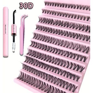 Fluffy False Eyelash Set 30D 80D met Lijm + Pincet DIY Verschillende Stijlen Geschikt voor Festivals, Feesten en andere Gelegenheden