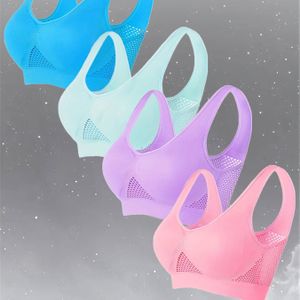 4 stuks 's Plus Size Naadloze Beugelloze BH's - Volledige Zonder Padding, Ademend Mesh Rug Gym Zwembrand Klaar Bikini-achtig Topje (Turquoise//Roze/Rood) - Hoge Elasticiteit Lage-BH