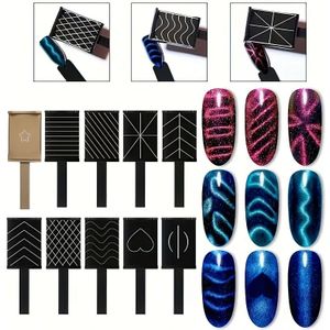 10pcs Magnetic Nail Art Sticks, Cat Eye Glue Special Love Wave Multifunctional Pattern Magnet
