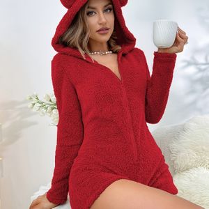 Herfst- en Winter Pluche Kleur Hoodie Onesies Schattige Pyjama's