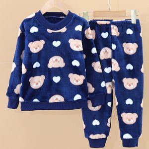 1 set Unisex Herfst/Winter Cartoon Beer Outfit, Lange Mouw Crew Neck Pullover Top met bijpassende Broek, Polyester Knitwear Set, voor Dagelijks Gebruik, Outdoor, voor Buiten