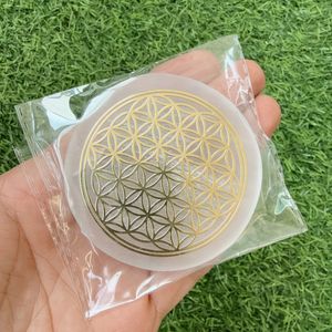 1 stuk Seleniet Bloem des Levens Oplaadplaat - Heilige Geometrie , Meditatie Altaar, Shui Raster voor & , Spiritueel Bed voor Klankbaden & Reiki Praktijk