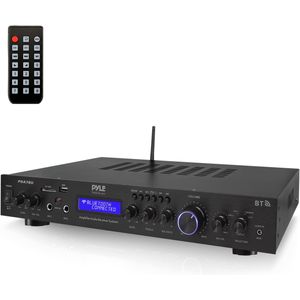 Bluetooth Audioversterker - 5-Kanaals Stereoversterker voor - Draadloos Streamen - MP3, USB, SD, RCA, FM - 200 Watt - LCD ID3 Display - Zwart