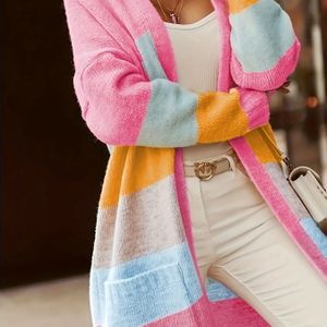 Gekleurde cardigan, veelzijdige lange mouwen jas voor dames - perfect voor lente en herfst