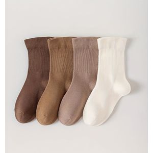 4 Paar Naadloze Kinderkousen - Zachte Katoenen Crew Sokken voor Jongens & Meisjes van 3-15 Jaar, Ademende Schoolkousen | Sport & Casual voor Terug naar School