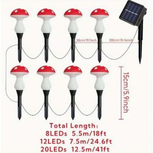8/12/20pcs Solar Mushroom Lights Outdoor - Plastic, Led Garden Stake Lights With 8 Lighting , Red & Yellow Glow For Patio, Pathway, Lawn Decor - Perfect Gift