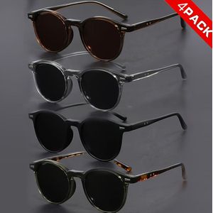 4 stuks Modieuze Ronde Trendy Brillen voor Mannen en Vrouwen, Ideaal Cadeau voor Straatfotografie, Casual Kleding, Feesten, Muziekfestivals, Concerten en Meer - Perfect voor