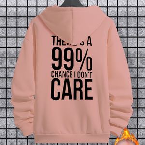 " Care" Warme Hoodie Met Print En Kangoeroezak, Casual Herensweatshirt Met Capuchon