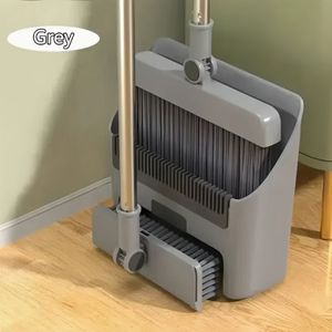 3-in-1 Folding Broom And Dustpan Set, Flagless Feather Duster With Multi-surface Cleaning Kit For Living Room, Bedroom, Bathroom, Carpets & Hard Floors, Durable Plastic For Home And Dorm Use
