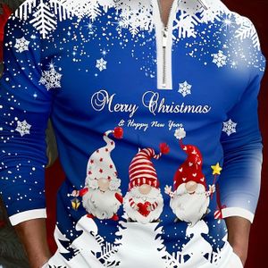 Heren Feestelijk Kerstoverhemd met Santa & Sneeuwvlok Print | Casual Pullover Stijl | Lichtgewicht, Polyester | Wasmachinebestendig | Perfect voor Feestelijke Gelegenheden, Kerstkrans