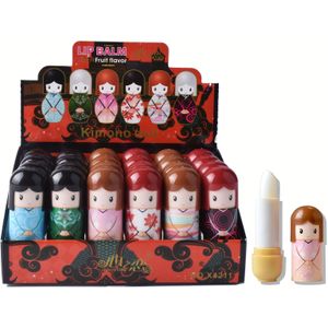 24 stuks schattige poppenvormige plant-based squalane lippenbalsem set, moisturizerende dubbele lippen met 2,4Gx24 formule voor schoonheid en persoonlijke verzorging