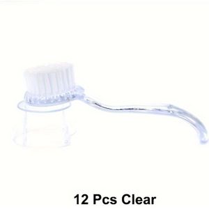 12 stuks ronde kop nagelreinigingsborstels met handvat transparante manicure borstels gereedschap voor teennagelvijlen stof verwijderen nagelkunstborstels met dop manicure gereedschap