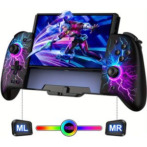 Switch Controller voor Switch/OLED, Volledige Grootte Draadloze met 9-Kleuren Verlichting en Crack , Zwart (Exclusief Switch Console. Niet geschikt voor Switch 2)