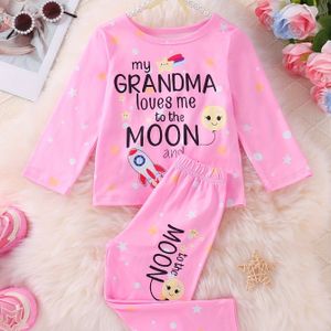 Meisjes Pyjamaset met Slogan+Sterren Raket Print