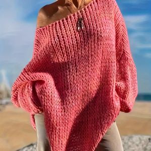 Elegante plus size dames trui - Oversized, geribbelde details, ronde hals trui voor lente/zomer/herfst, zacht & stijlvol, dames gebreide trui