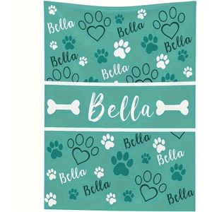 Personalized Colorful Pet Paw Print Throw Blanket With Custom Name - Lightweight Flannel Sofa, Bed, Travel, Camping, Office – Soft And Warm Digital Print For All Seasons