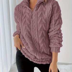 Vrouwen Half-Zip Trui - Pastelroze, Semi-Open Voorzijde Rits, Lange Mouw Wintertrui voor Koud Weer, Machinewasbaar Bovenkleding voor Dagelijks Gebruik & Formele Evenementen