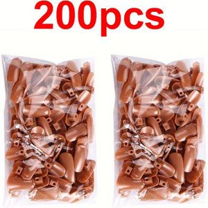200pcs Brown Practice Nail Tips Set For Acrylic Manicure Training - Hypoallergenic False Nail Models With Assorted Sizes