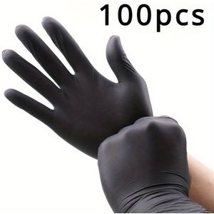 50/100ST Zwarte Wegwerp Nitril Handschoenen, Wegwerp Nitril Handschoenen voor Huishoudelijke Schoonmaak, Kappers- en Nagelkunst Gereedschap, Wegwerp Kleding