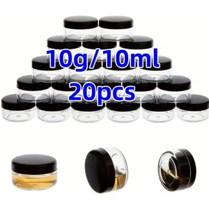 Set van 20 doorzichtige potjes met ronde deksels, 10g/10ml & 20g/20ml, voor cosmetische crèmes, lippenbalsems, make-upmonsters, zalven en andere schoonheidsproducten