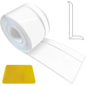Zelfklevende PVC Plint - Flexibel 50x20mm, 6m Rol voor Keuken & Badkamer Randen, Wit