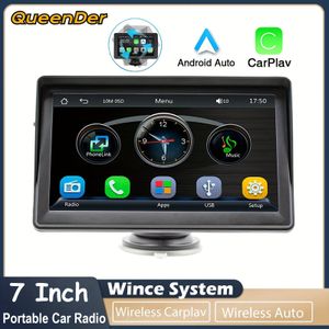 QueenDer 7-Inch Draadloze Auto Speler - Draadloos, Wi-Fi Geactiveerd, Draagbaar Multimediasysteem voor Auto's
