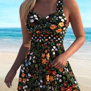 Plus Size Tankini Set met Bloemenprint en V-Hals voor Dames