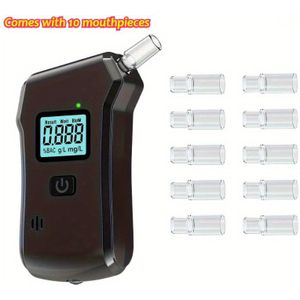 High-Precision Alcoholtester met LCD Display - 0.001% BAC Nauwkeurigheid, Draagbare Tester met Verwijderbaar Luchtinlaat, Compact & Stijlvol Design, 10 Wegwerp Mondstukken