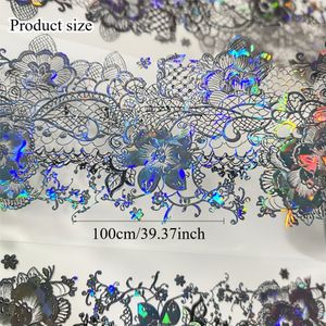 Elegant Black & White Floral Washi Tape With Iridescent Accents - 2.4" X 39.37' Roll, Reusable Self-adhesive Decorative Sticker For Journals, Planners, And Crafts