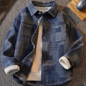 casual stijlvolle warme overhemdjas, met reverskraag en , jongenskleding, voor lente herfst