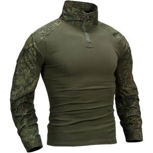 Heren G2 Kikkerpak Camouflage Tactisch Lange Mouw Slim Fit Shirt - Militaire Stijl Opstaande Kraag met Rits & Zijzakken, Sneldrogend Lichtgewicht