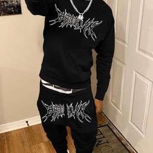 Heren Set, Herfst/Winter Gebreide Stof, en Spandex Mix, Losse Pasvorm, Ronde Hals, Gedrukt , Elastische Tailleband