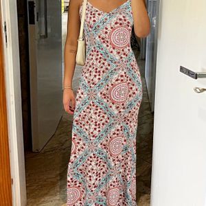 -Zomer Nieuwe Mode Zachte Bloemen Vakantie Elegante Maxi Jurk met Spaghettibandjes voor Vrouwen