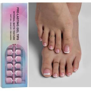 150 Stuks Teenagel Tips - Korte Franse Tip Teennagels, Roze Zachte Gel Teennageltips, Afwasbare Press-On Teennagels voor Vrouwen