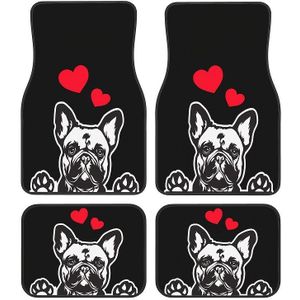4pcs Car Foot Mats With French Bulldog Pattern, Non-slip Car Floor Mats Front And Rear, Car Floor Decoration, Car Dust Mats, Sedan, Suv, Best Gift For Men And Women