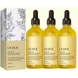 3-Pack Rozemarijn Haarolie met Castor- & Kokosolie - Diepe Wortelzorg voor Hydratatie, Voeding & Gladmakende Droge Beschadigde Haarstranden, Lichtgewicht Formule