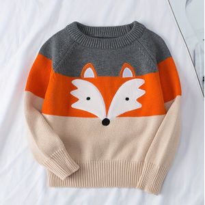 20041 Jongens' Lente/Herfst Geborduurde Vospatroon Trui Lange Mouwen Pullover