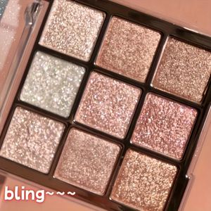 9 Kleuren Glitter Schaduw Oogmake-up Palette, Koreaanse Glinsterende Neutrale Oogschaduwpalletten Hooggepigmenteerd Langhoudend Waterbestendig Mengbare voor de Roze Wit Gouden