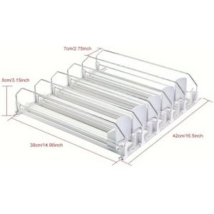 38Cm Wit Gestreepte Dubbele Bar Drinkpusher, Koelkast Soda Opslagdoos, Drink Can Booster