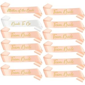 Elegant 15pcs Bachelorette Party Sash Set - Rose Golden & White, Perfect For Bride, Bridesmaids, And Mothers Of The Bride - Polyester, Hand Wash Only